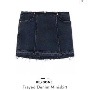 RE/DONE Black Frayed Denim Miniskirt